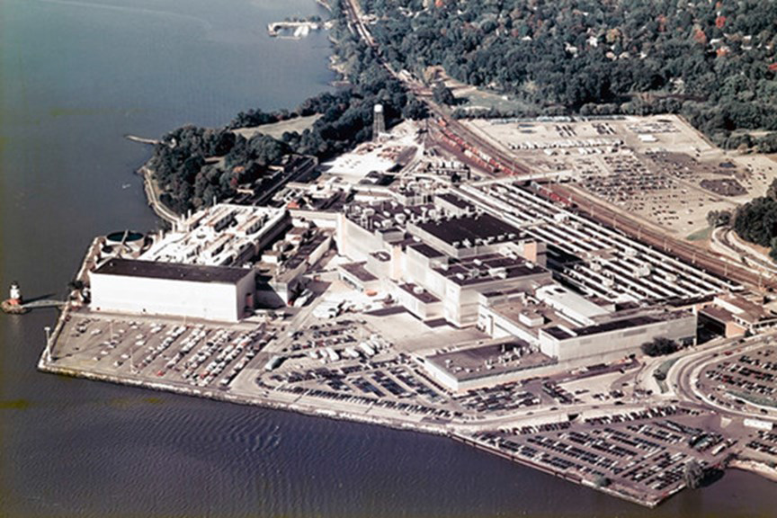 An aerial photo of the General Motors assembly plant from the 1980s. Westchester County Historical Society/Bloomberg News